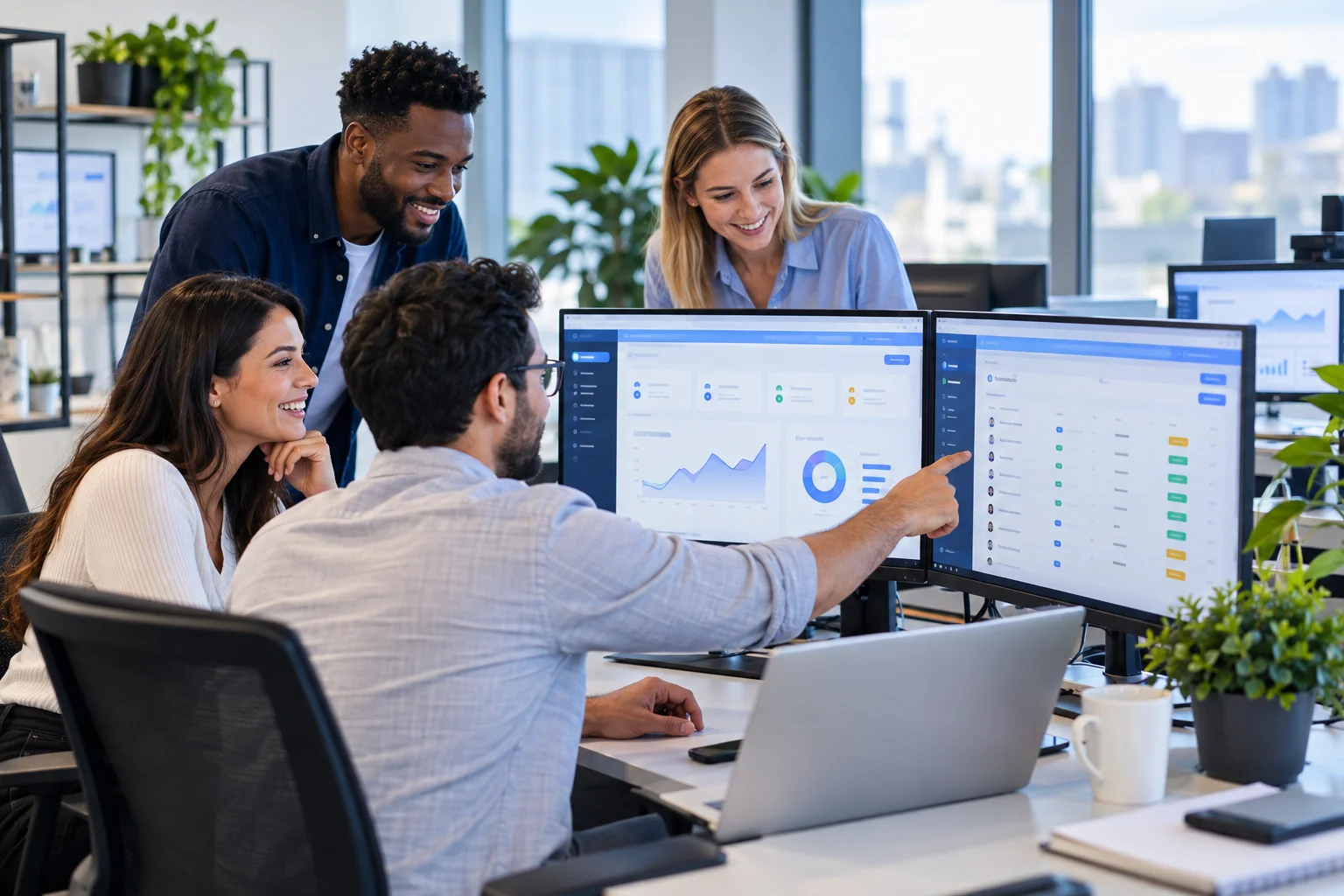 Reseller team managing customer subscriptions through online panels